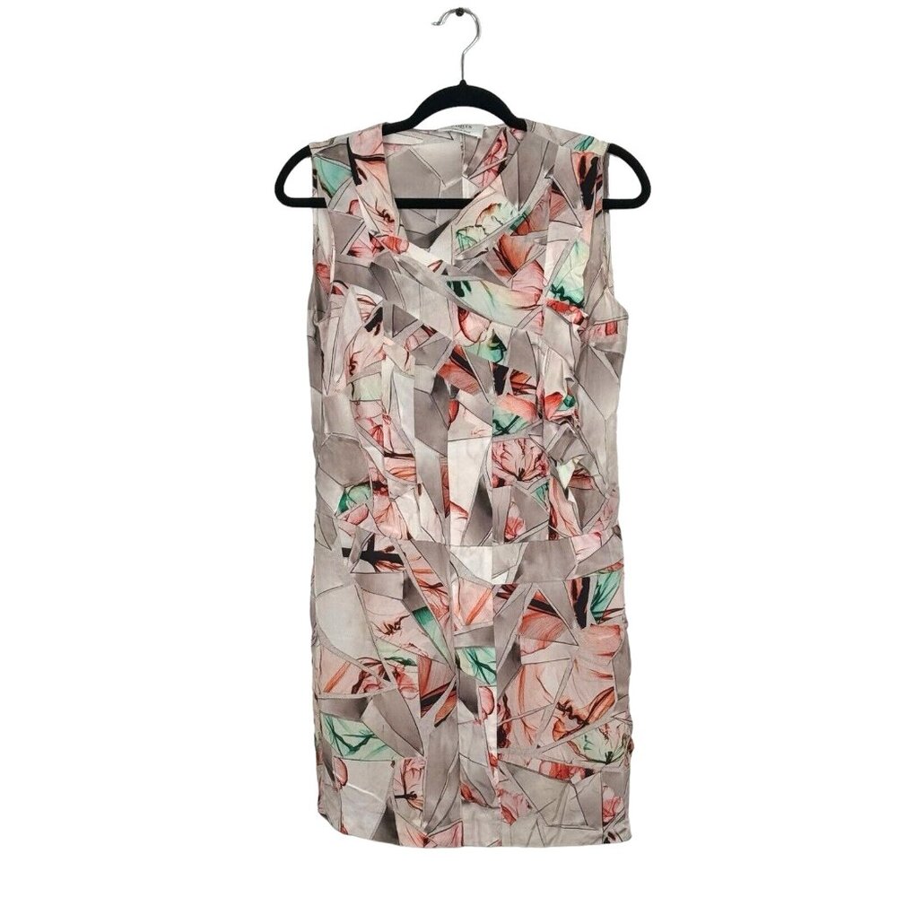 Ports 1961 100% Silk Abstract Multicolor Floral Sleeveless Dress Size 44 Italy